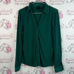 Jules & Leopold long sleeve collared dark Emerald Green Button Down Shirt